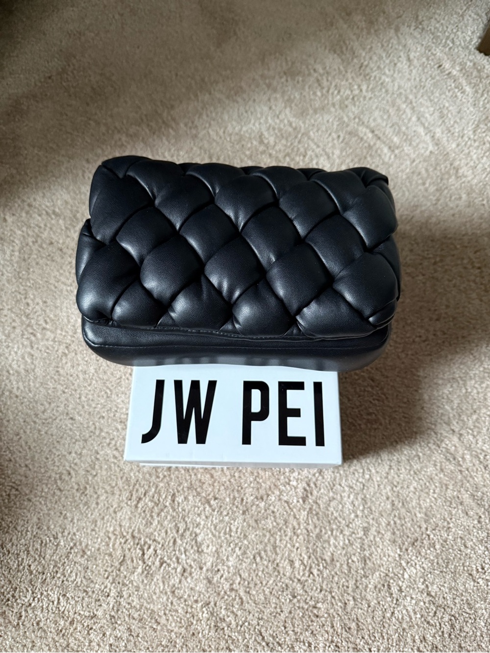 JW PEI Maze Black Quilted Vegan Leather Bag